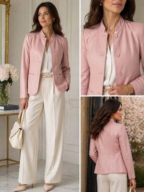 Caslon Genuine Soft Leather Jacket | Blush Pink | Luxe Spring Blazer | M
